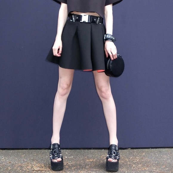 DE PHILO High Waisted Mini Neoprene Scuba Skater Skirt - Picture 3 of 5